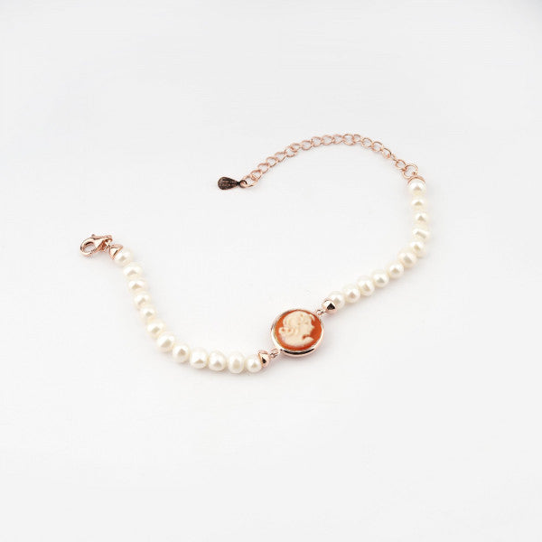 Bracciale Donna Cameo Italiano Argento Rosè 925 Dea Perle B3P-R